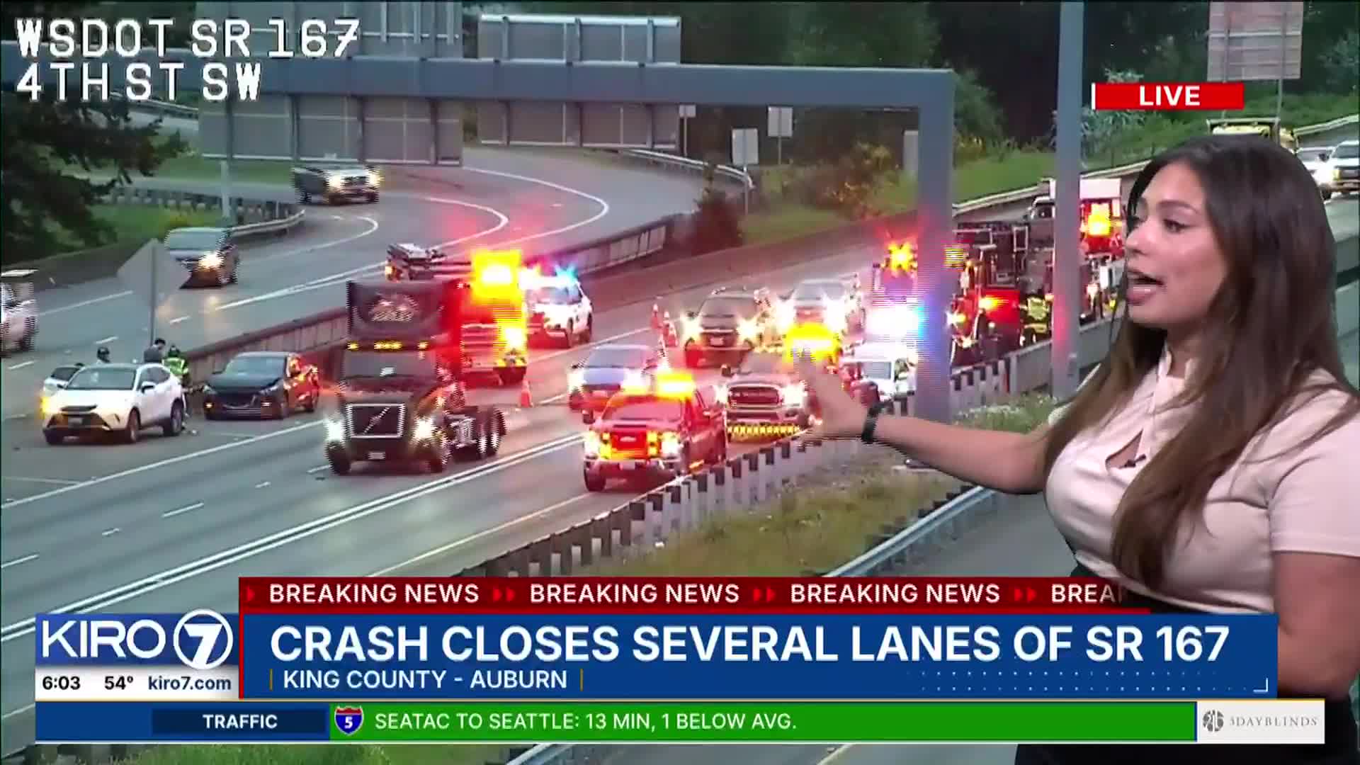 VIDEO: Crash closes several lanes of SR 167 in Auburn – KIRO 7
