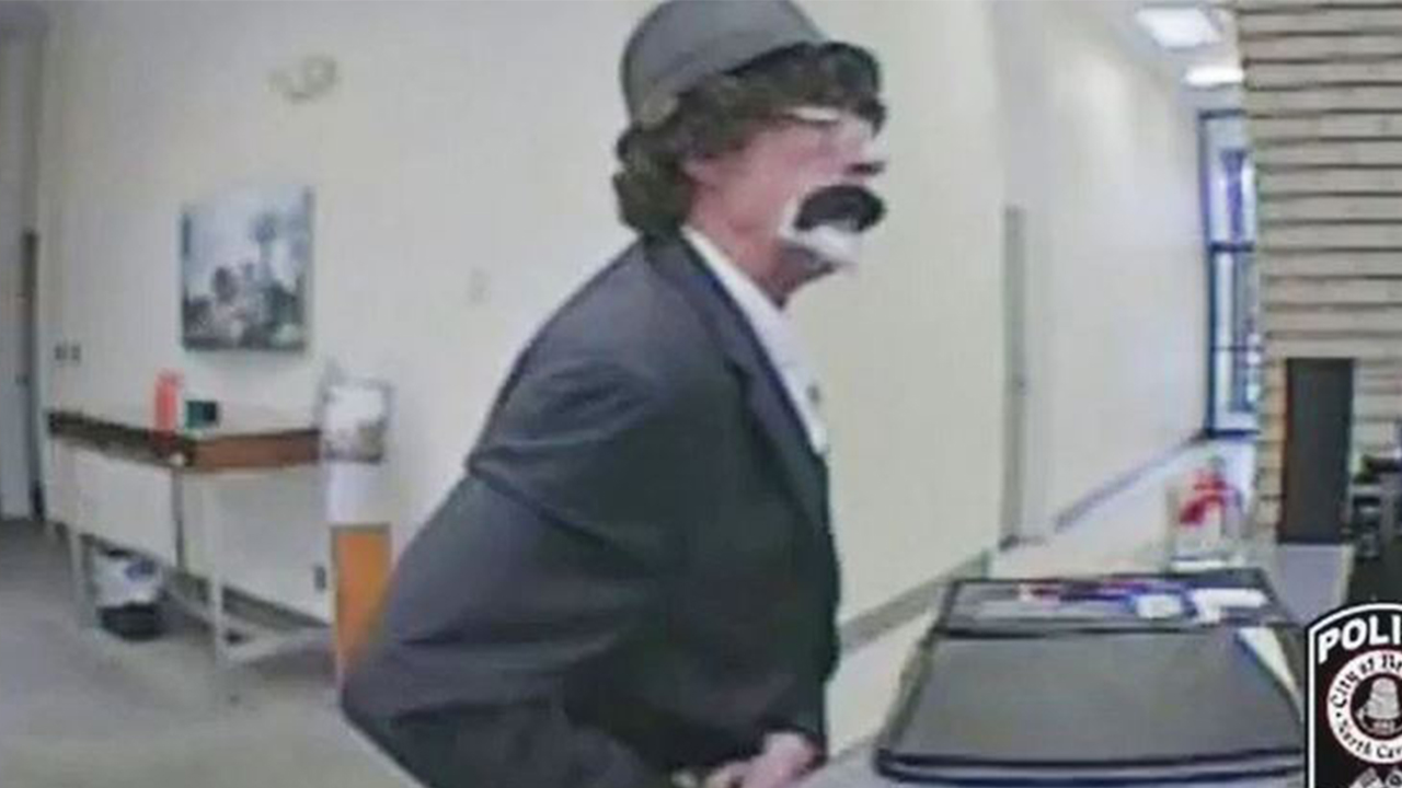 Surveillance video captures North Carolina bank robber in unique disguise