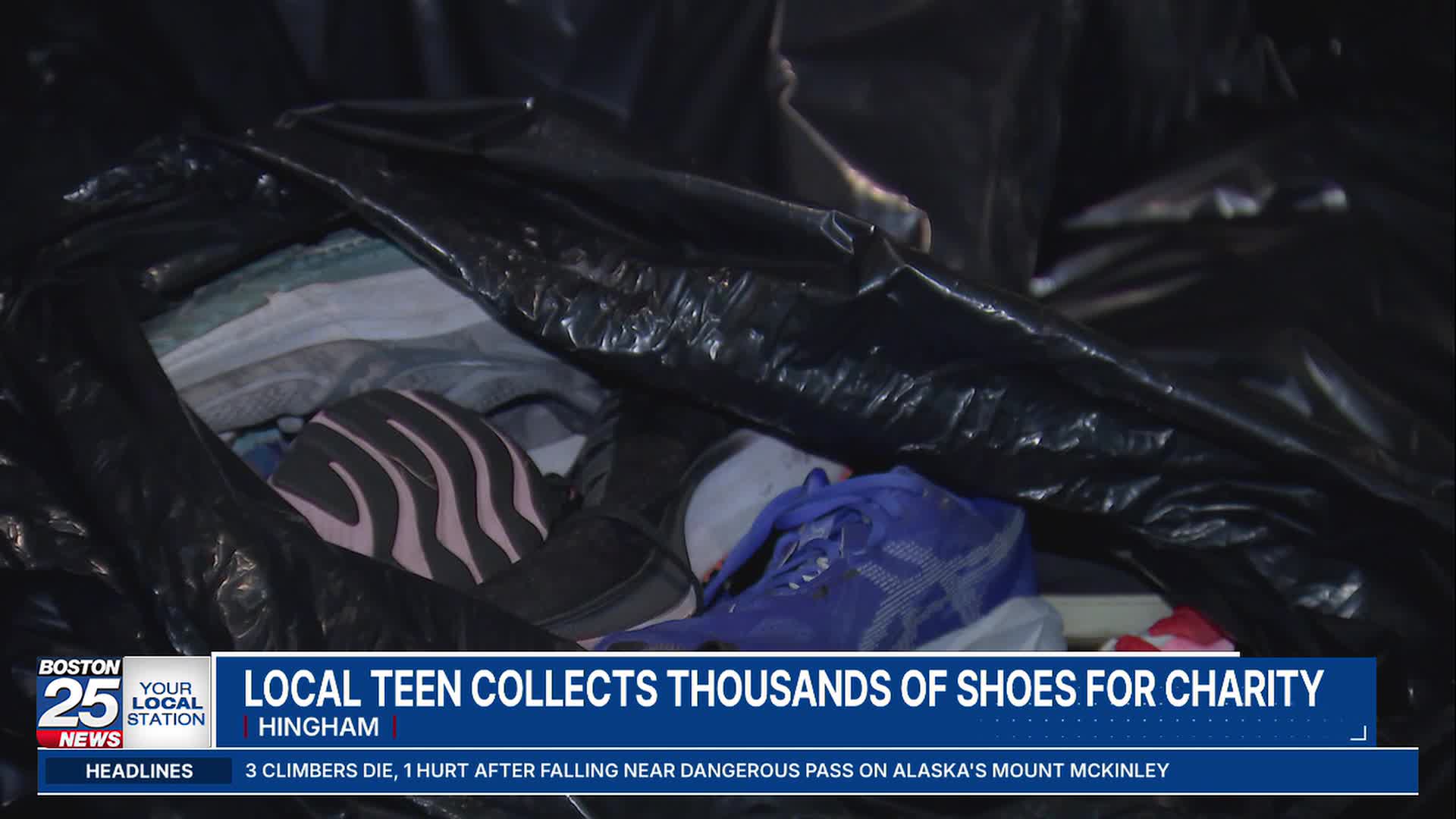 Hingham teen collects thousands of shoes for charity, inspired by