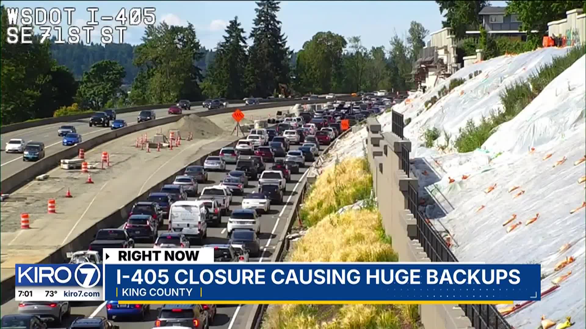 VIDEO: I-405 closure causing huge backups – KIRO 7 News Seattle