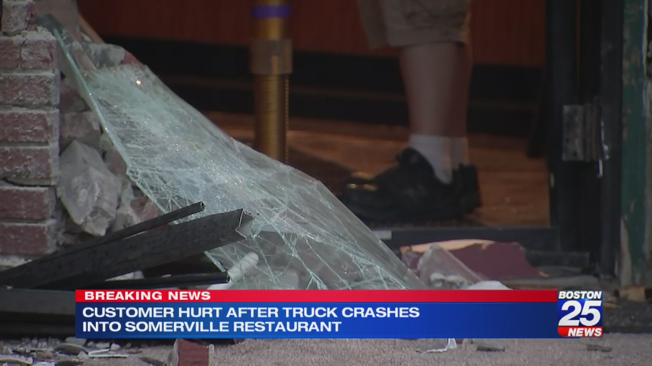Two injured after driver crashes into Somerville restaurant