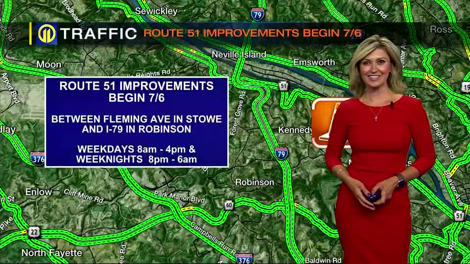 TRAFFIC Route 51 improvements begin 7/6/21 WPXI