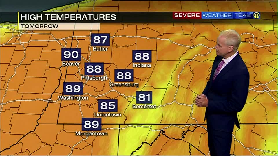 High temperatures will climb near 90 degrees Wednesday WPXI