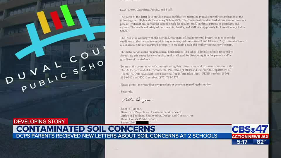 New letters sent to parents from The Duval County School District reveal  contamination on school grounds. – Action News Jax