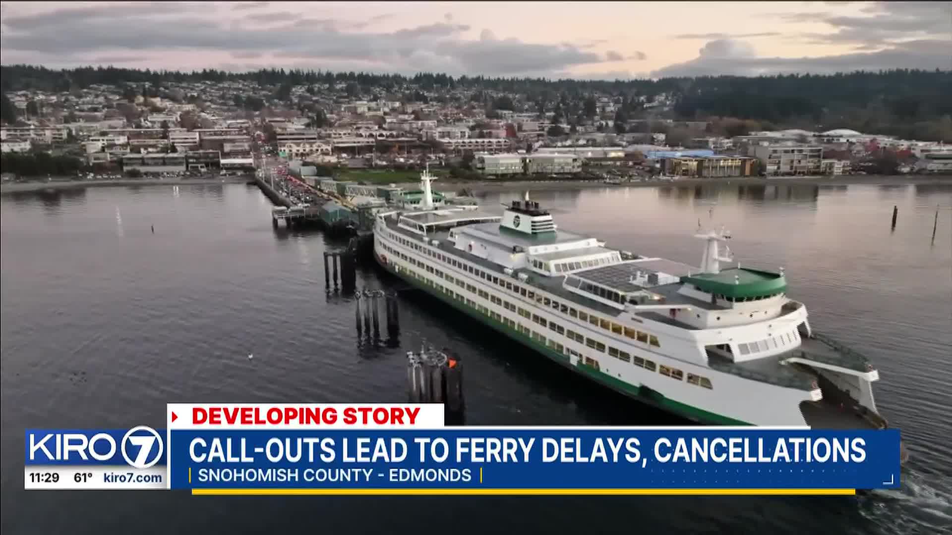 Call-outs lead to ferry delays, cancellations – KIRO 7 News Seattle
