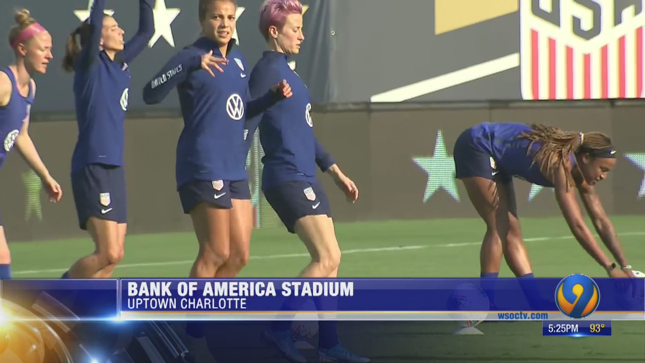 Young fans watch world champion women's soccer team practice in