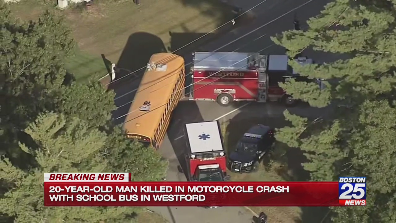 20yearold motorcyclist dies in crash involving school bus in Westford