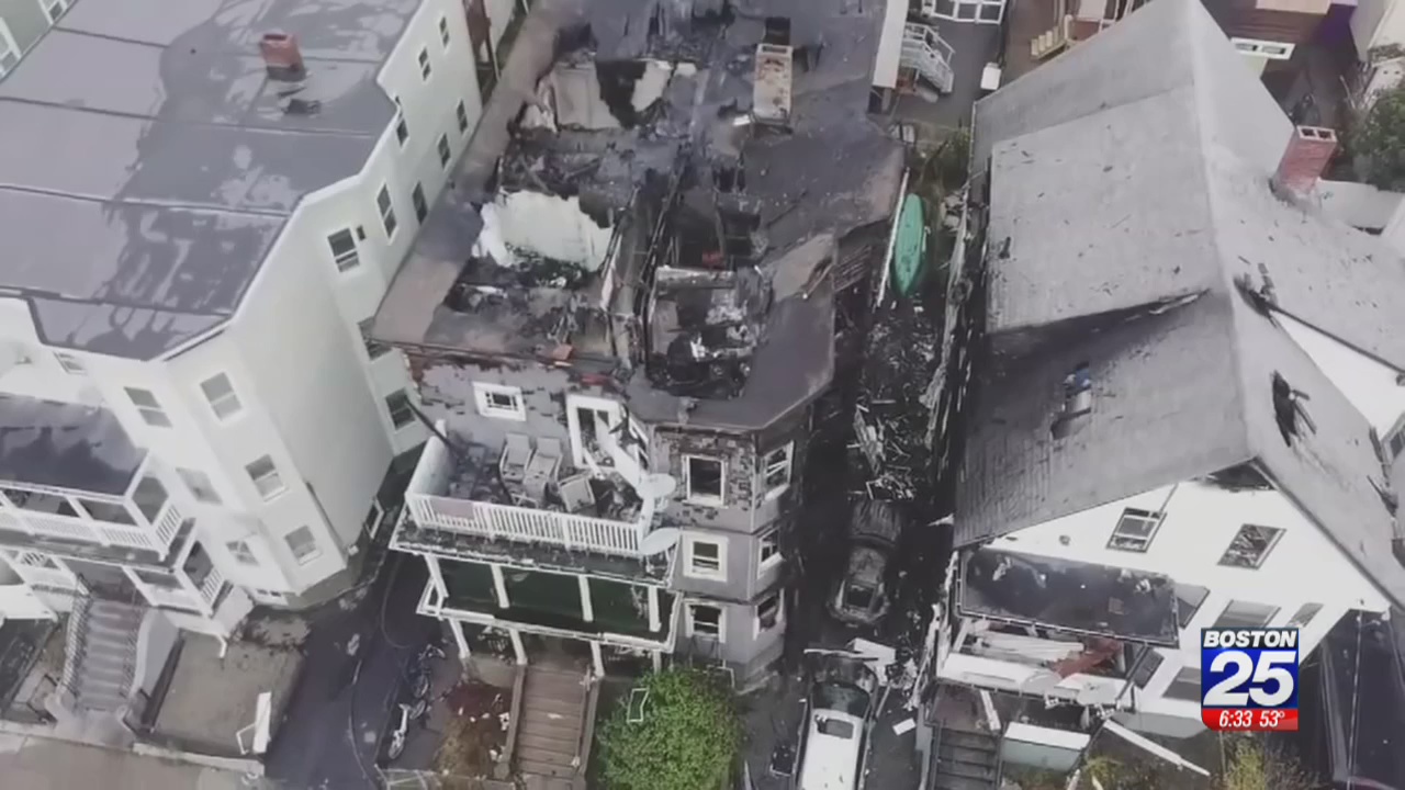 Car fire spreads to 2 buildings in Somerville displacing up to 25