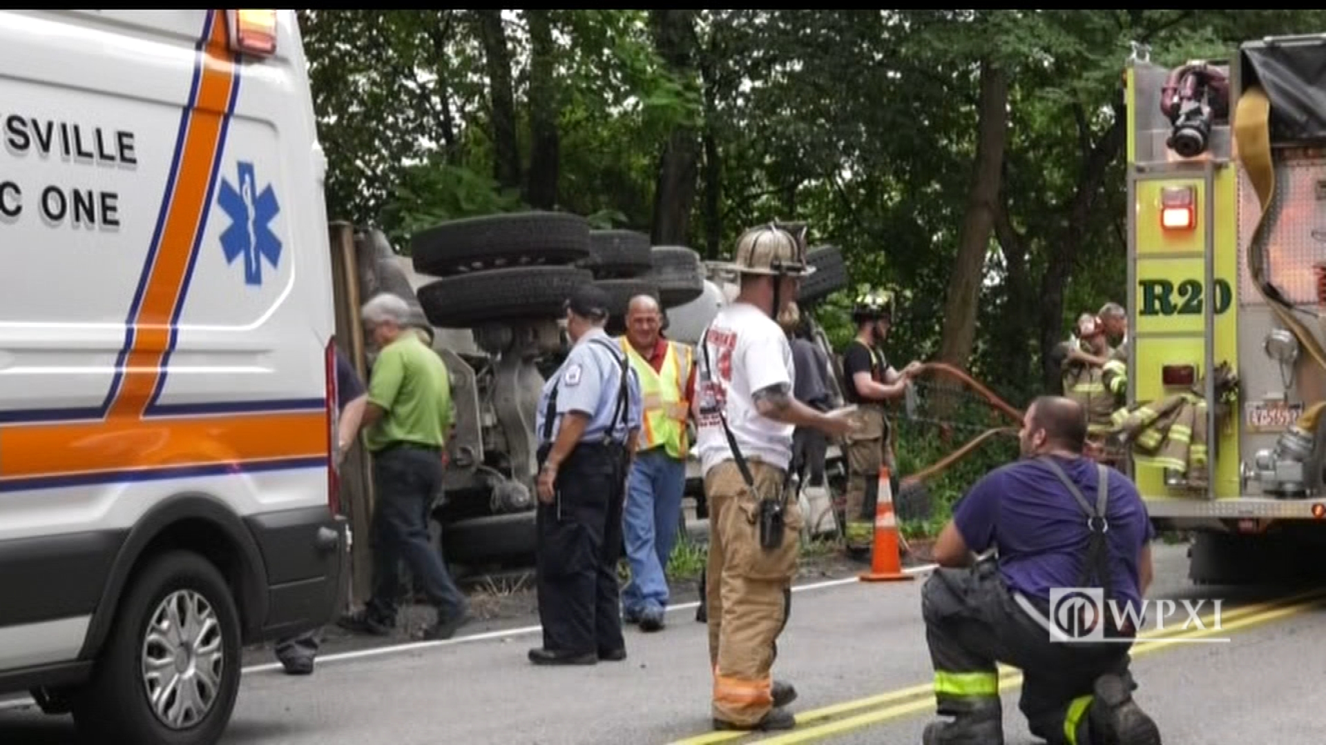 Dump truck flips over after crash in Westmoreland County WPXI