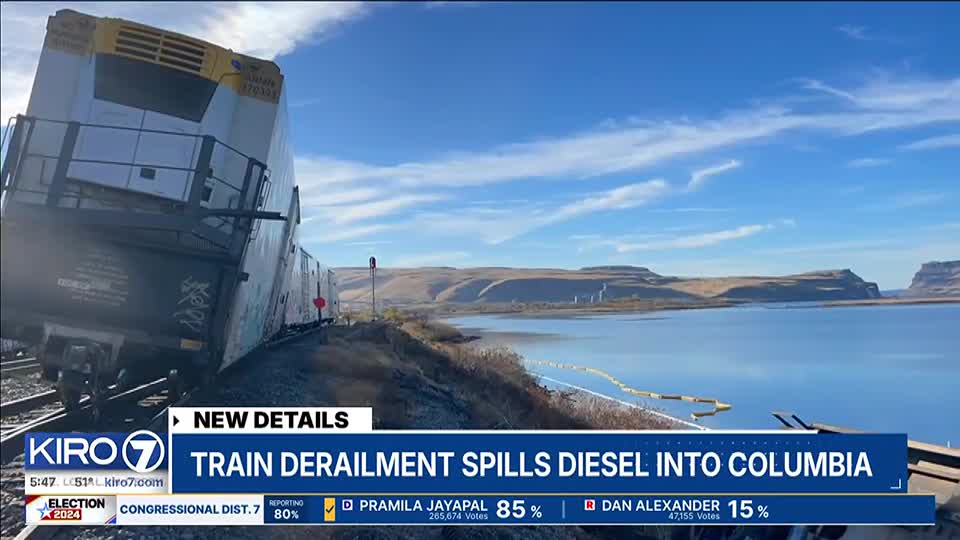 Derailed train spills estimated 600 gallons of diesel near