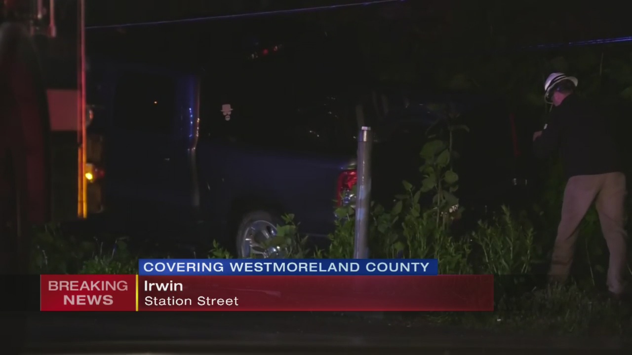 Crash brings down pole, wires in Irwin