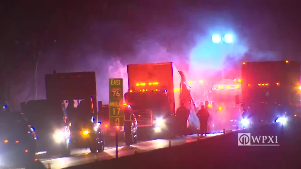 Tractortrailer carrying tobacco products catches fire on PA Turnpike