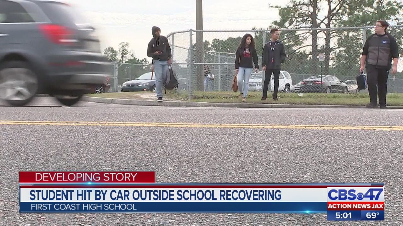 Jacksonville student recovering after being hit by a car near First