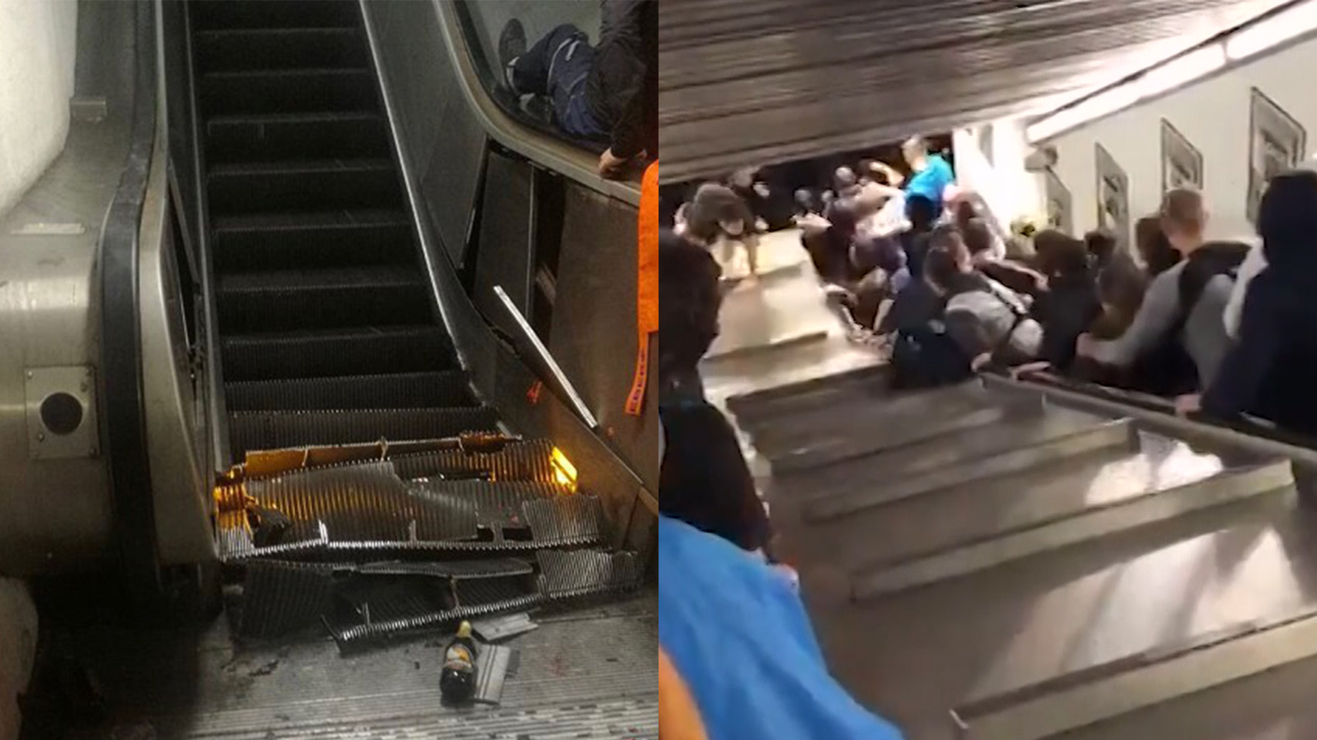 Shocking video Rome escalator collapse injures at least 20 at metro