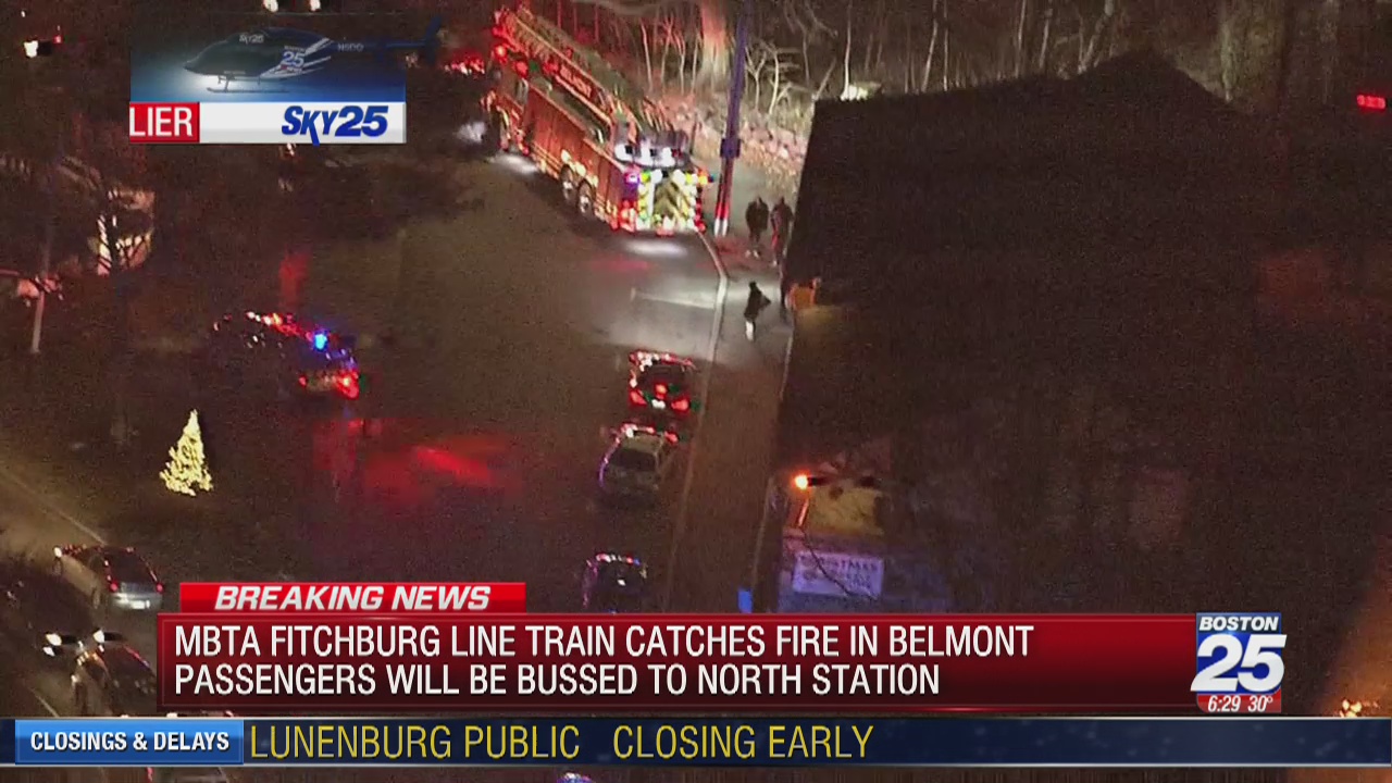 Train fire in Belmont causes delays on Fitchburg Commuter Rail line