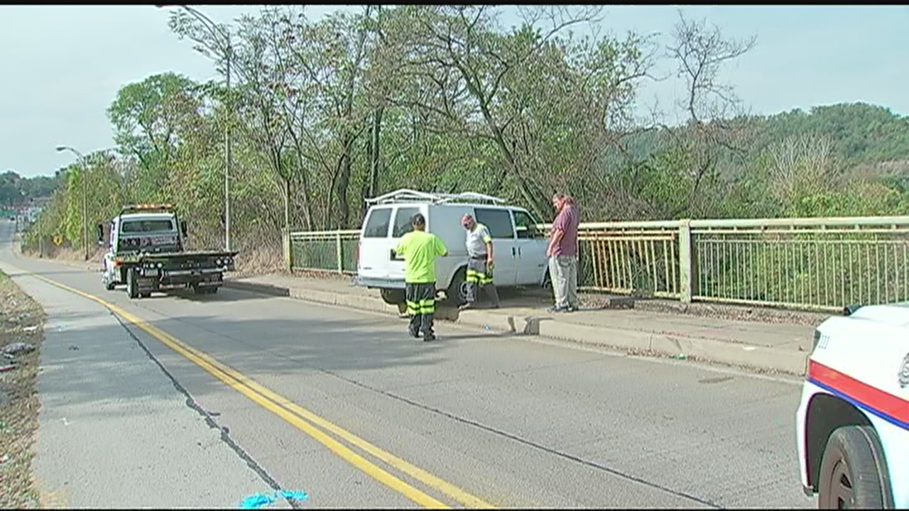 Van crashes into barrier on McKeesportDuquesne Bridge WPXI