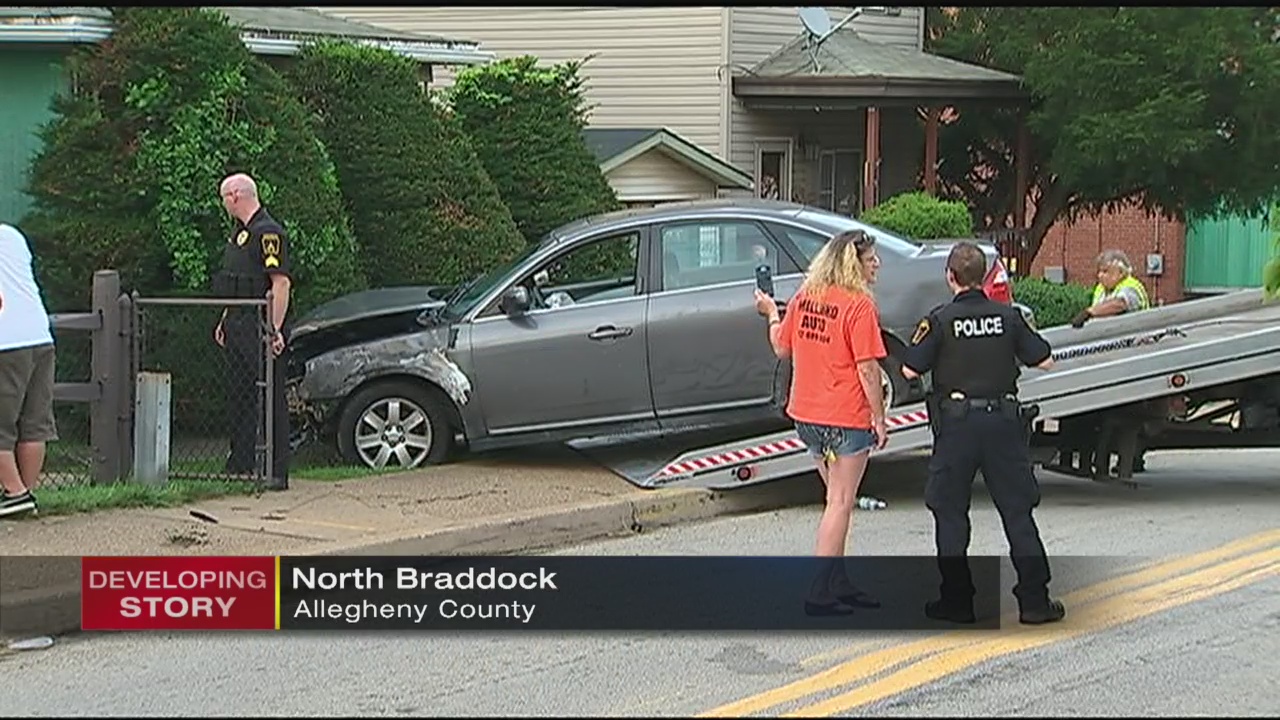 Police chase ends when car crashes into North Braddock home WPXI