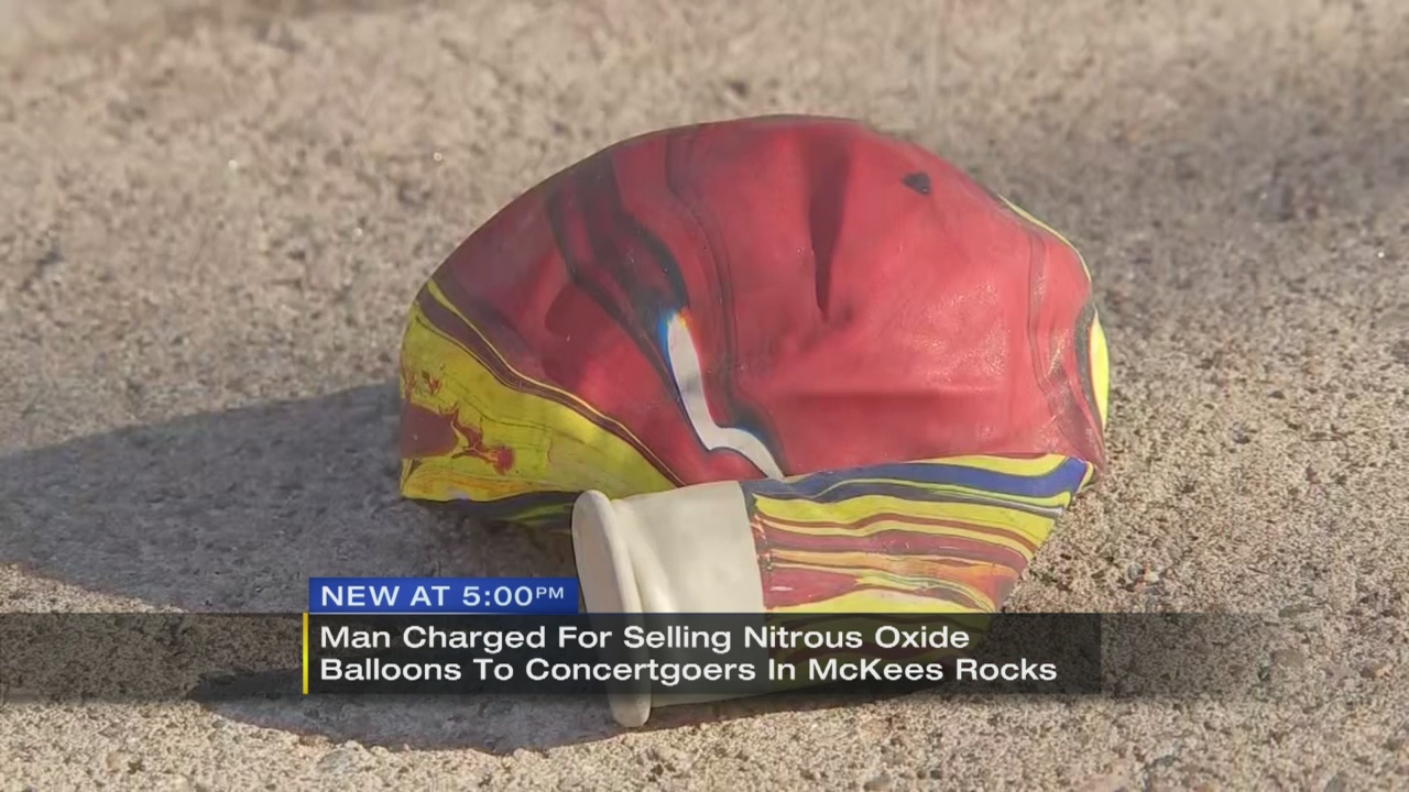 Laughing gas balloons sold outside local concert venue