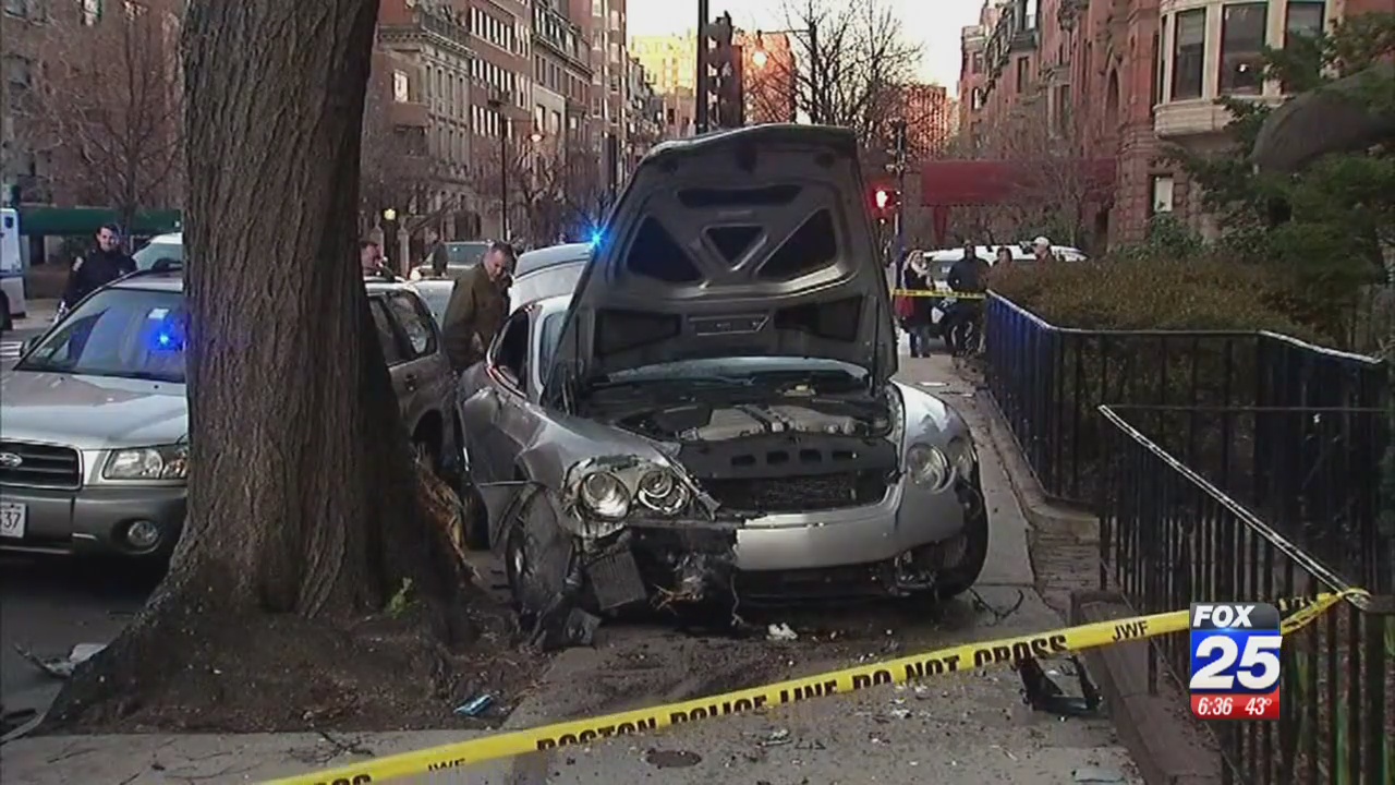 Driver crashes Bentley while drag racing in Back Bay