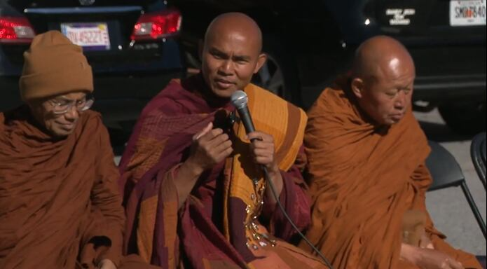Monks walking for peace move metro Atlanta crowd to stop and listen